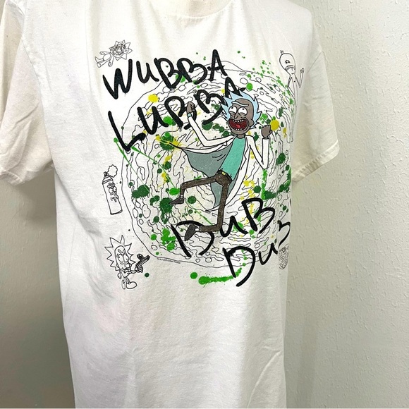Rick and Morty Scribble Portal Medium Unisex White Graphic T-shirt Streetwear - Picture 3 of 6